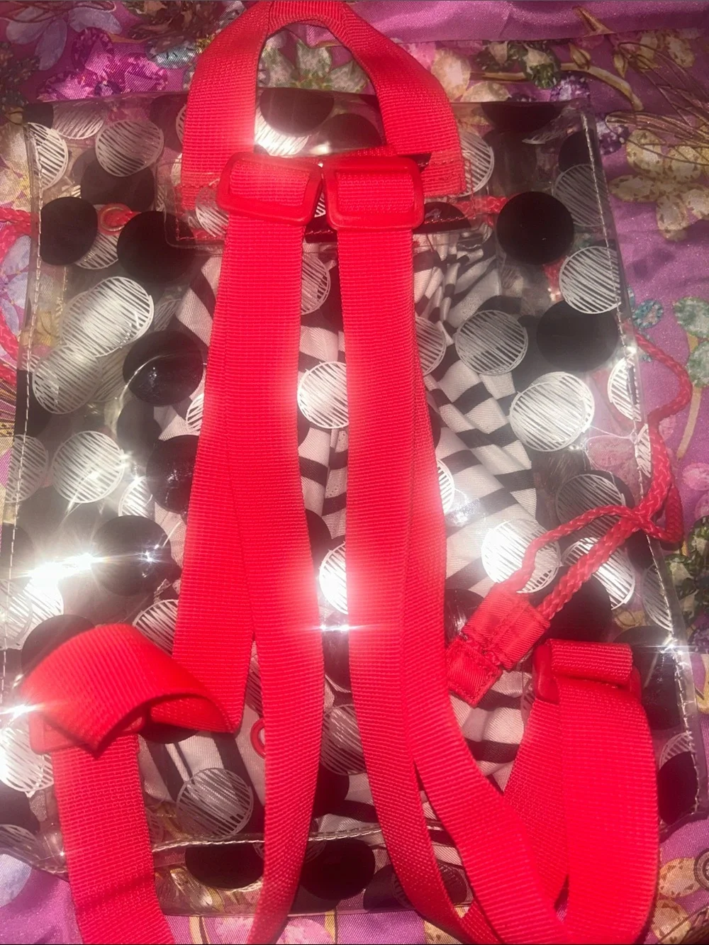 Disney Minnie Mouse Clear Tote with Black Polka Dots and Red Bow